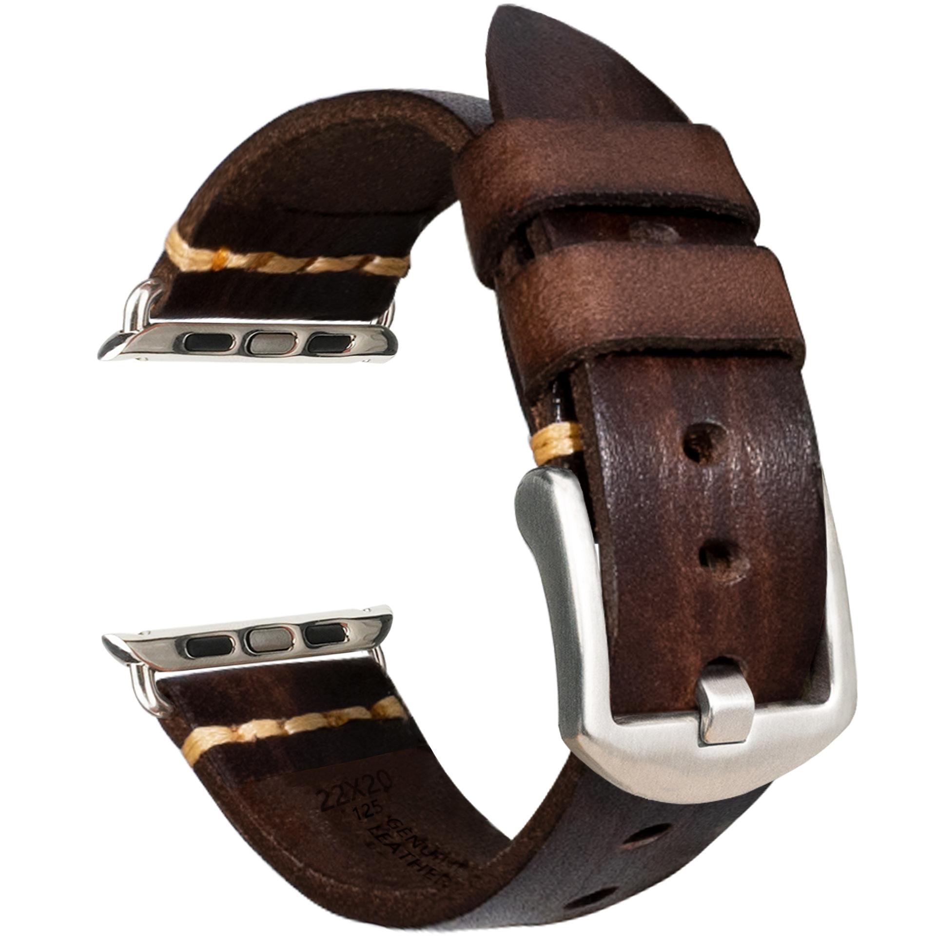 

Applicable To Urtla Apple Watch Strap Apple78Se Handmade Retro First Layer Real Cowhide 49Mm Watch Strap 38/40/41mm-22