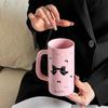 Bow Ceramic Straight Cup Office Gift Gift Cup for Best Friend with High Appearance Cup for Girls Household Water Cup