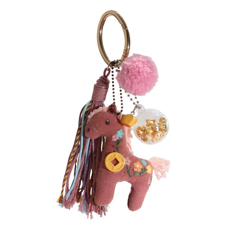 

Unique Handmade Cute Embroidered Horse Charm Keychain Fabric Pendant for Bags and Keys Fashion Accessory красный