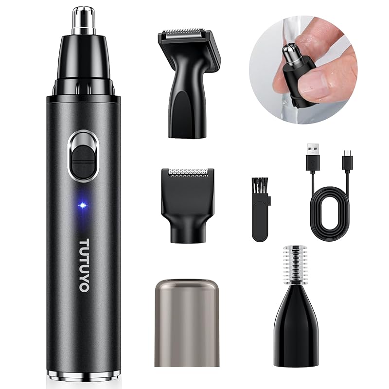 

nose hair cutter men s [2024 evolution model/4in1 multifunction] etiquette cutter USB rechargeable Washing with water ear hair cutter eyebrow shaver
