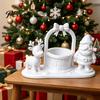 Christmas Basket Centerpiece 3D Printed Scene Figurine, White Blank Santa Reindeer Statue Indoor Tabletop Accents with Storage Basket, DIY Paintable