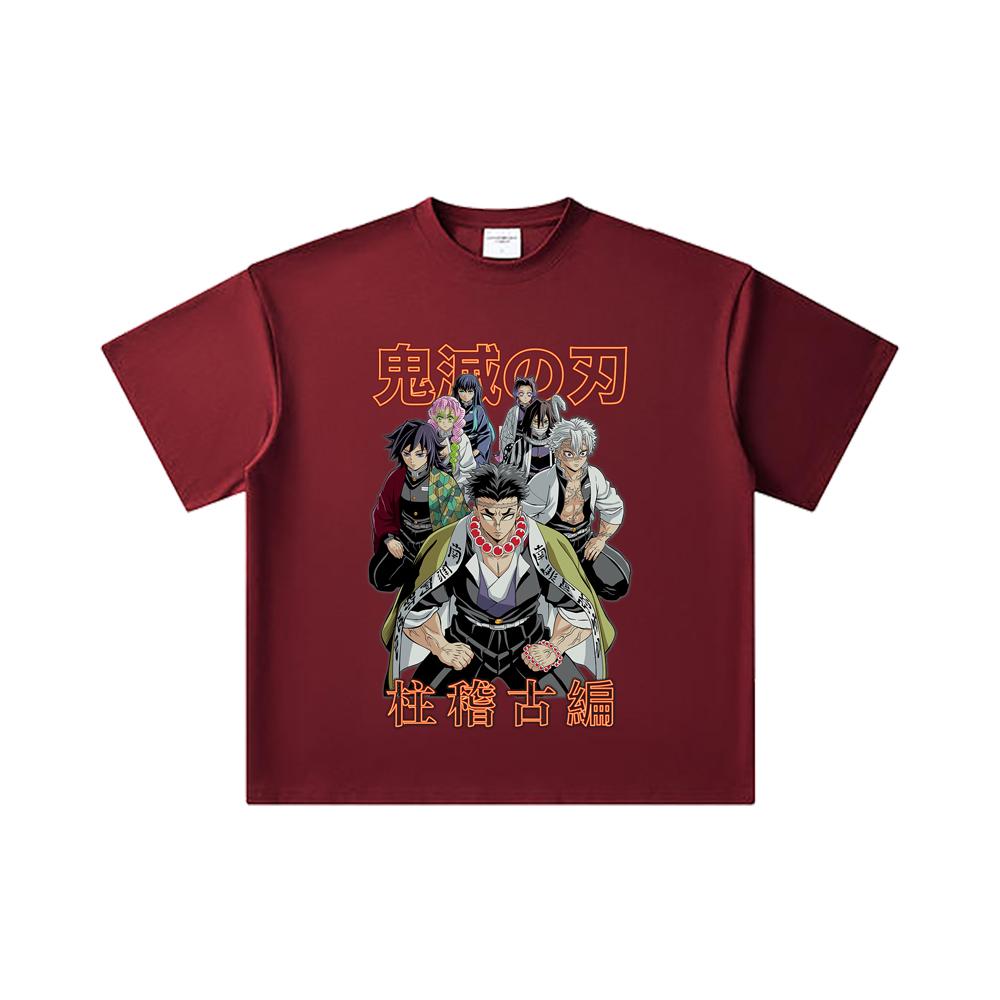 260 GSM Double Yarn 32 Count 100% Cotton Demon Slayer V22 Hashiras Print Unisex Heavy Cotton T Shirt