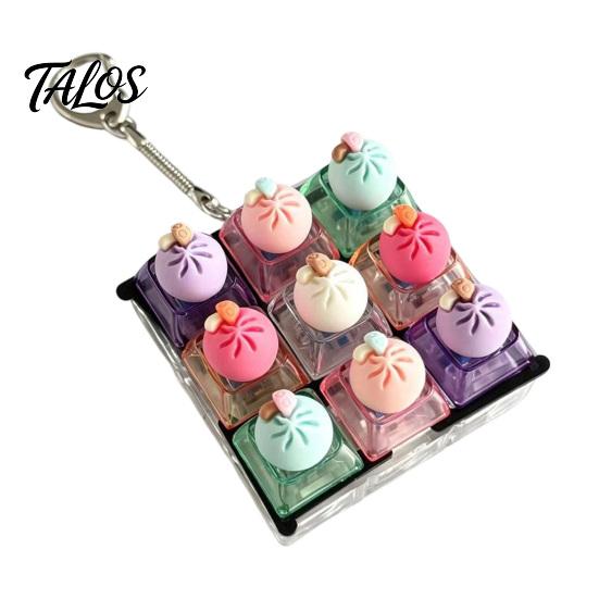 Creative Gifts for Stress Relief Dumpling Keycap Fidget Toy, Soft Squeeze Pendant with Keychain, Light Up Keychains Cute Bun Bag Charm Anxiety