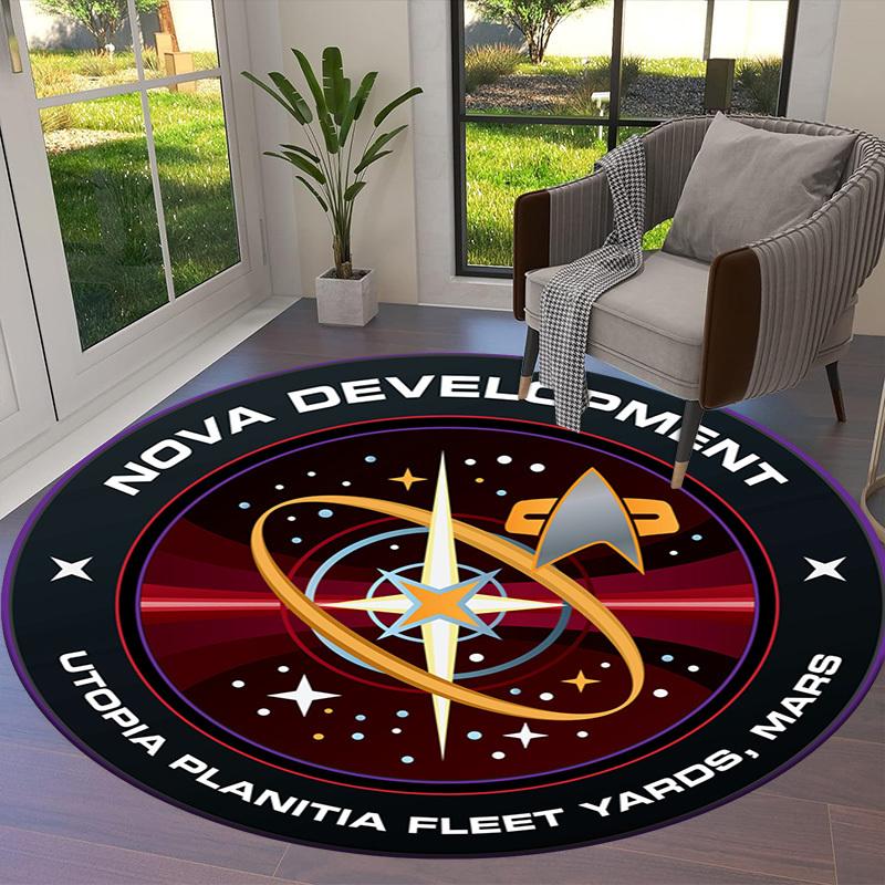 1pc Nova Development Fleet Yards, Mars Round carpet, Made of Polyester,Perfect for Decorating Office Chairs, Living Rooms,Vibrant Decorative Rug