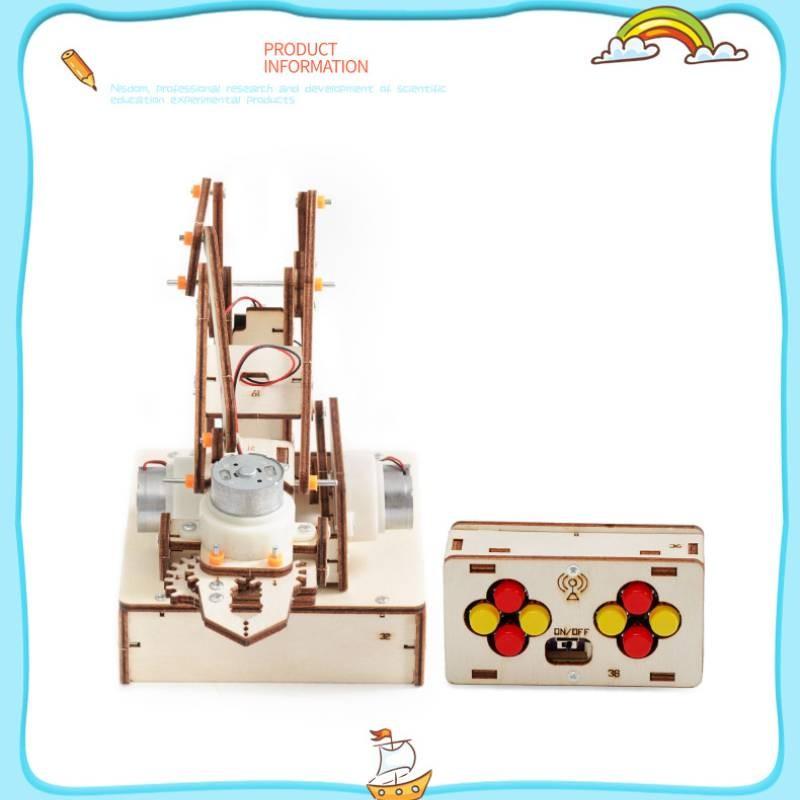 Wireless Handmade Wooden Remote Control Robotic Arm Set Student Puzzle Toy