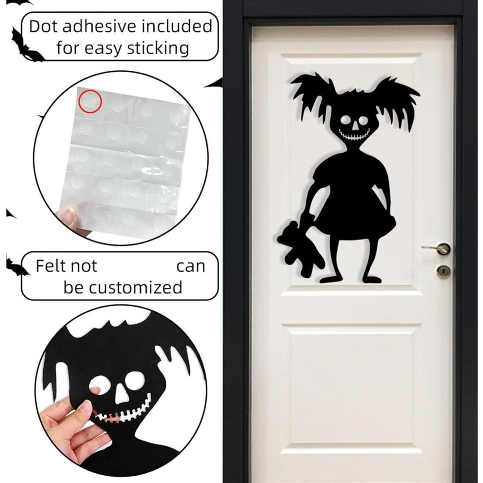 Multipurpose Fabric Pumpkin Skeleton Hand Sticker Halloween Window Wall Decal Reusable Cloth Door Sign Party Supplies