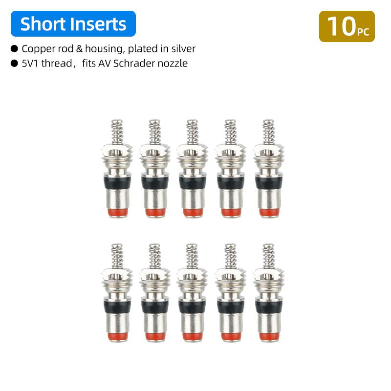

10pcs 5V1 threaded AV Schrader Valve Core Balance Bike Scooter Bicycle Flat Bottom Nozzle Replacement Removal Tool Optional