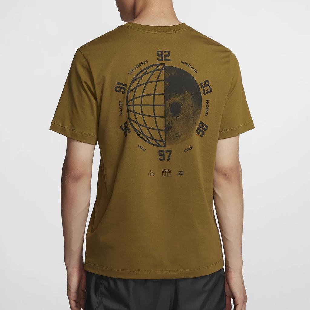 Jordan Logo Print Basketball Sports Crew-neck Short Sleeve T-shirt Men Tops Olive-Green AT8928-368