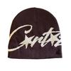 Winter Knitting Hat Letter Print Windproof Warm Hat Soft Elastic Design Brimless Autumn Winter