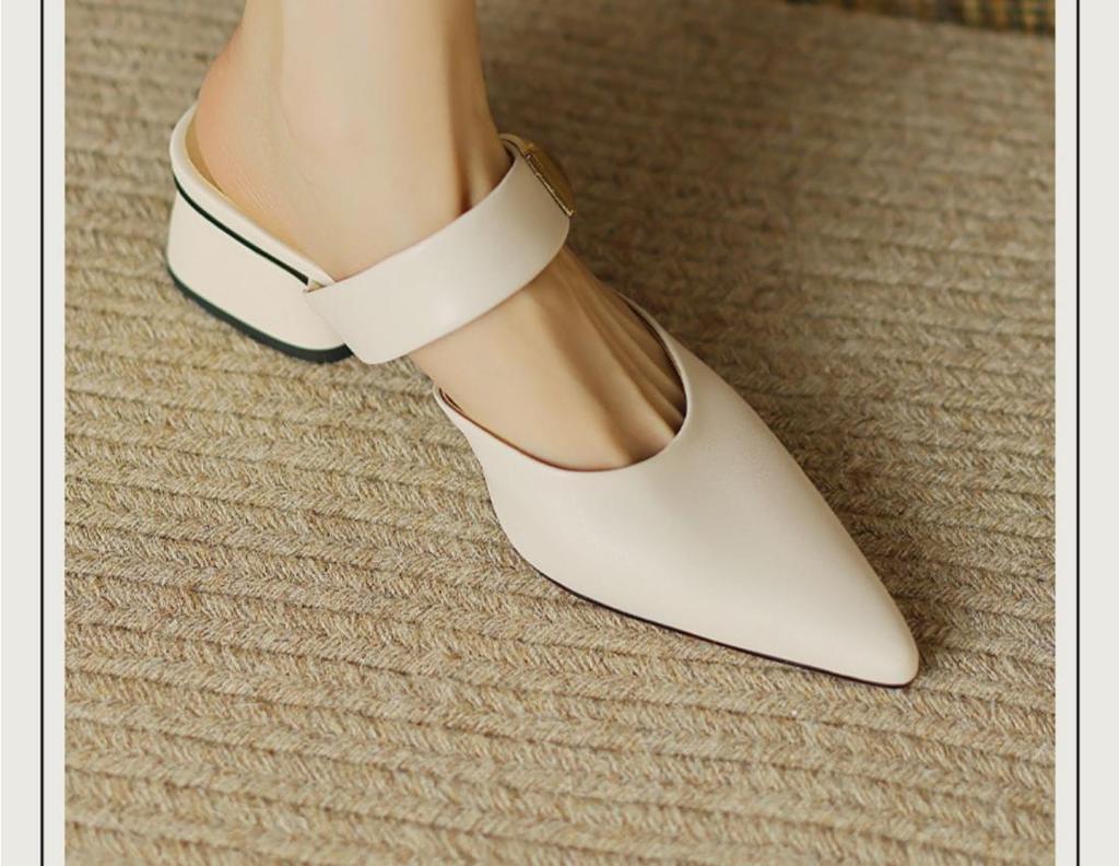 Echtes Leder Französische Spitze Schafsleder Pantoletten - Damen Sommer Zehenbedeckte Hausschuhe