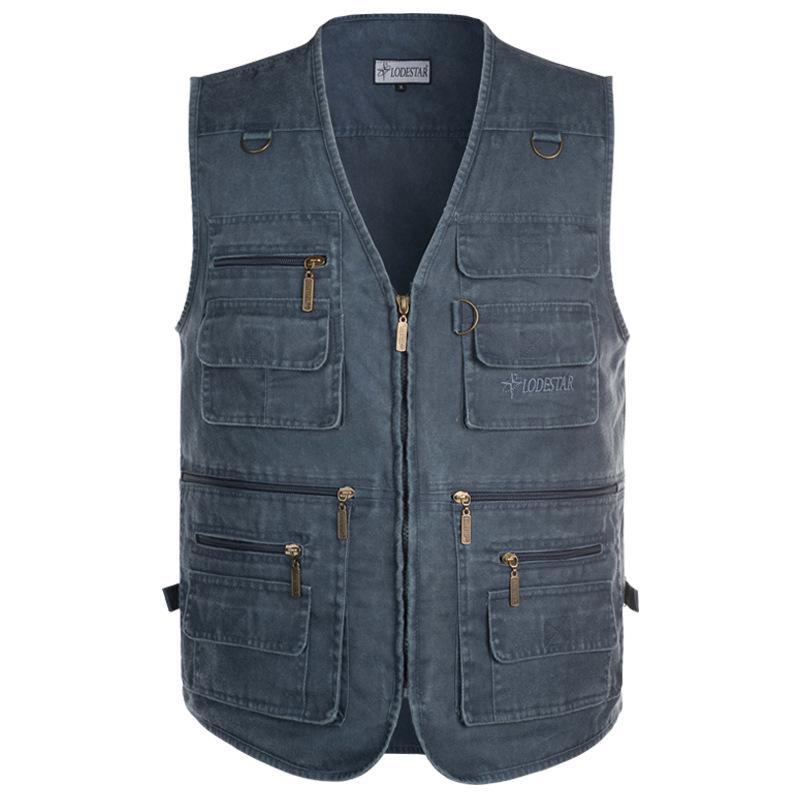 Men's Plus Size Multi-Pocket Outdoor Vest for Spring and Fall