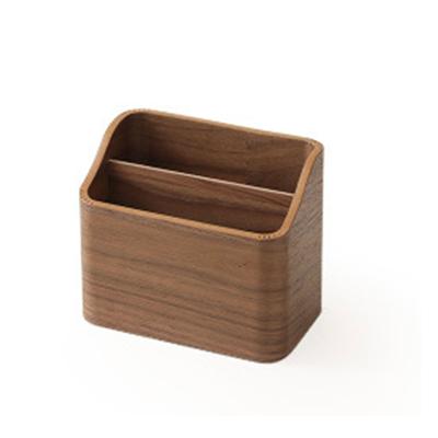 2 Grid Remote Control Storage Box Mobile Phone TV Remote Stationery Holder Wood Desktop Organizer School Office Supplies