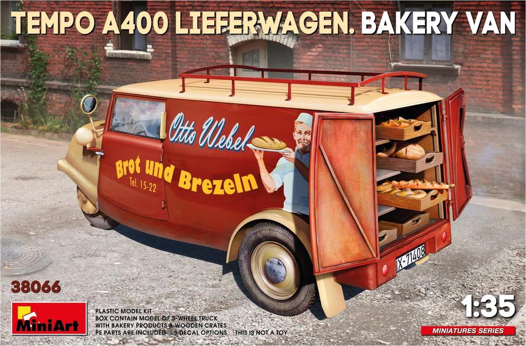 Miniart Tempo A400 Liefer Wagen Bakery Van Plastic Model MA38066 1/35