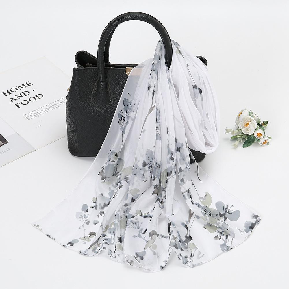 New Chiffon Printed Sun Protection Beach Scarf Scarf Thin Women's Versatile Chiffon Fresh Neck Scarf