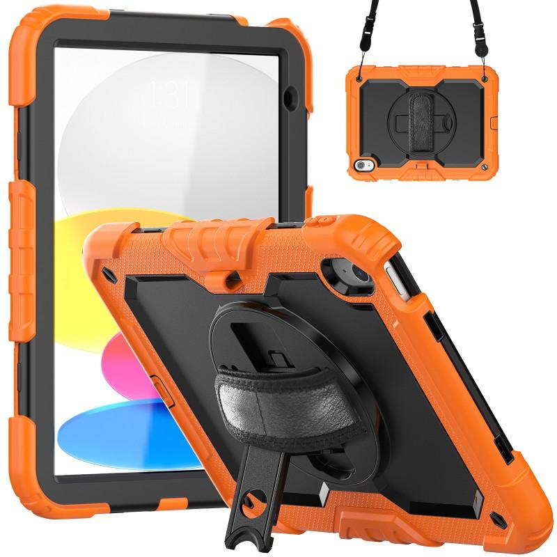 Silicone Full Cover Rotating Strap Case IPad 10th Gen 10.9 Inch Air 4/5 10.2 Color Block Design With Cushion