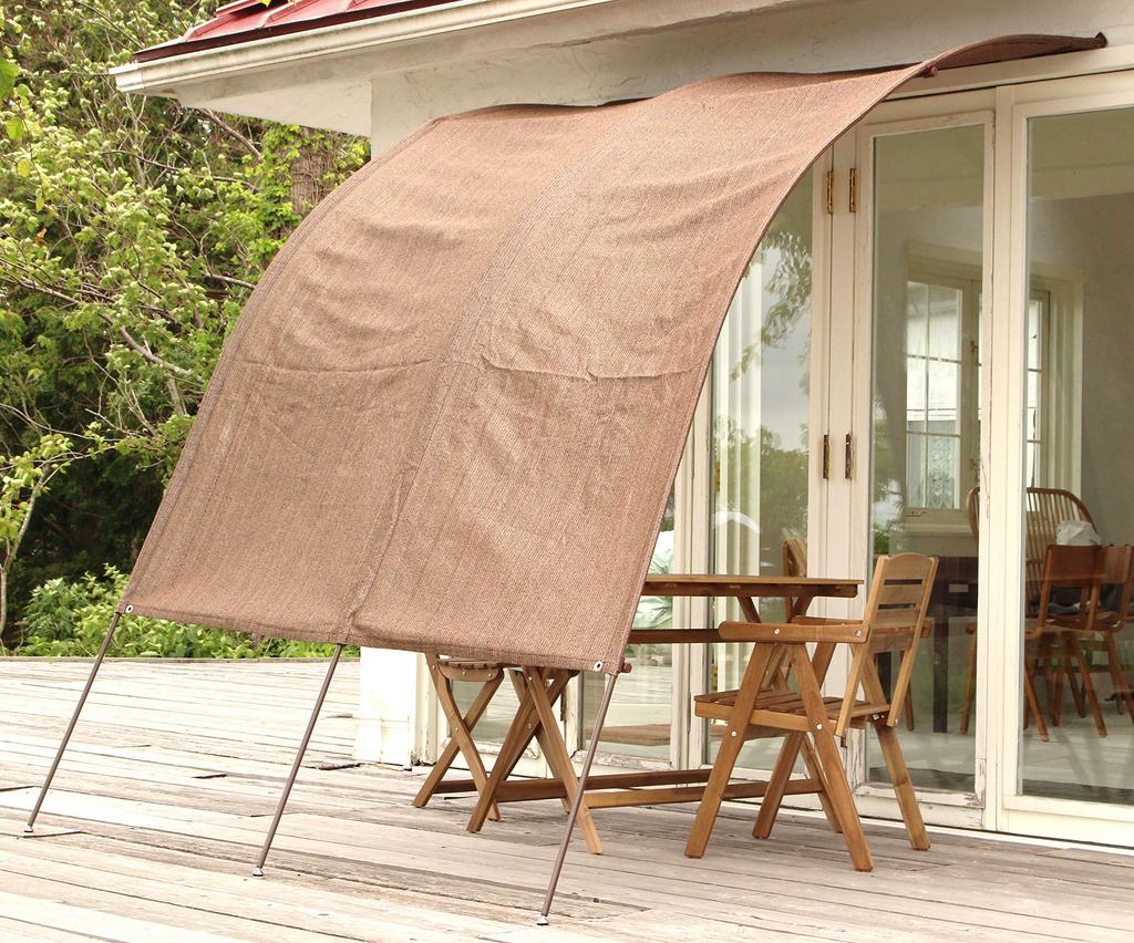 Living Out Arch No Construction 3m No Construction Easy Adjuster Reinforcement Bar Sunshade Angle Adjustment Possible Sunshade, Shape, Brown,