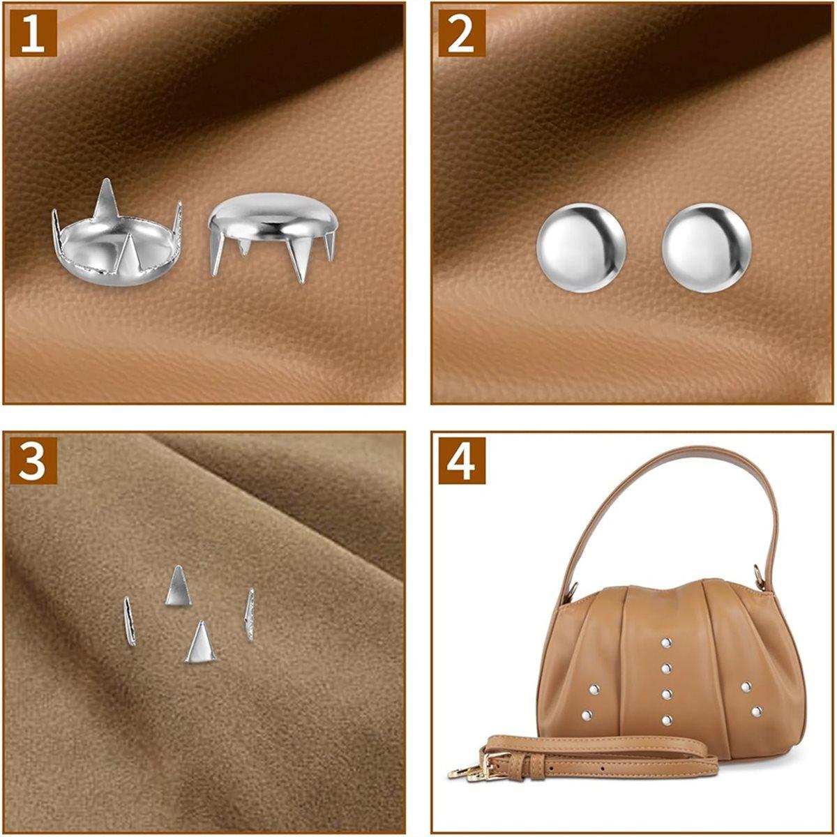 

500 Pcs 10mm Round Dome Studs for Clothing, Metal Stud Clothing Spikes Studs with Awl, Jacket Stud for DIY Leather Craft China Mainland