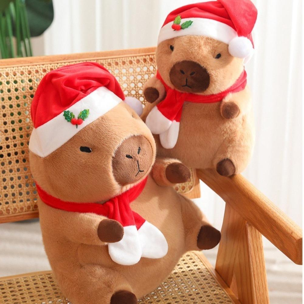 

Dress Up Capybara Plush Toy Cartoon Capibara Fluffty Doll Christmas Capybara Plush Doll Home Decor 20cm
