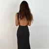 European-American Style Backless V-Neck Slit Dress - Women's 2023 Spring/Summer Fashion