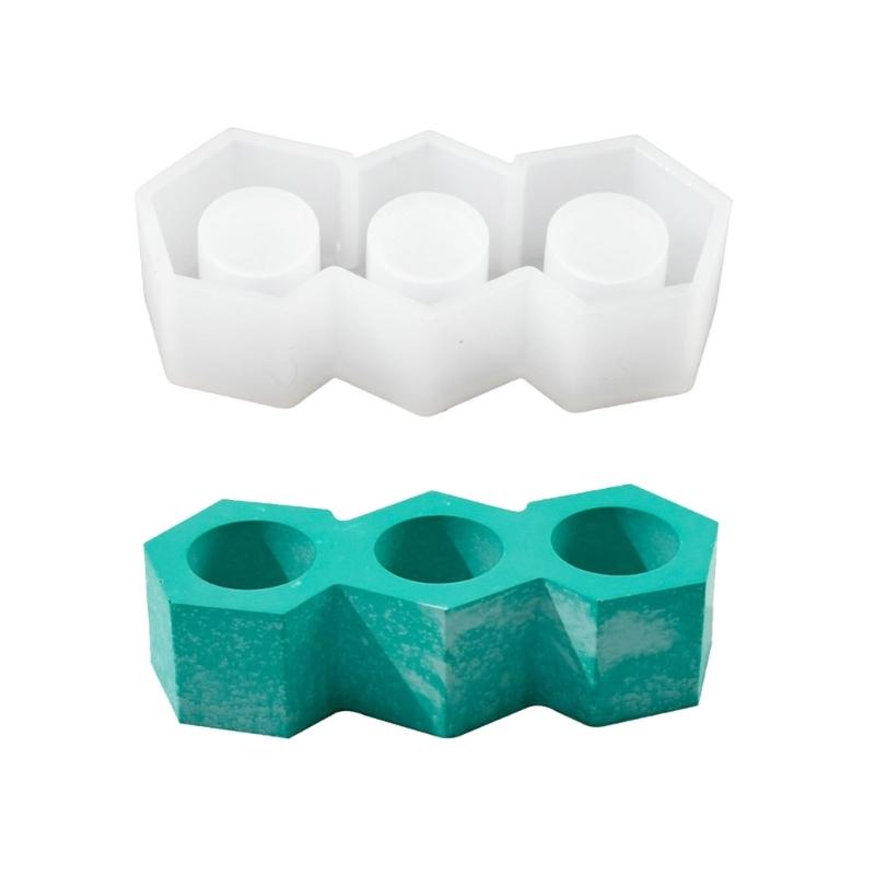 

3 Hole Candle Holder Mold Flower Heart Candlestick Silicone Mould Concrete Resin Cast Molds for Wedding Valentines Day