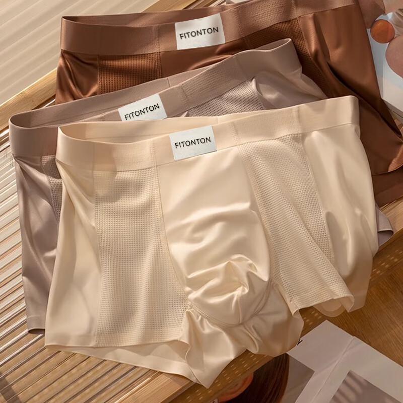 FitonTon Men's Luxury Ice Silk Antibacterial Briefs