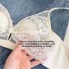 French Lace Crystal Cup Wireless Bra, Ultra Thin Minimizer Side Gathering Anti-Sag Bra for Full Bust Summer Women