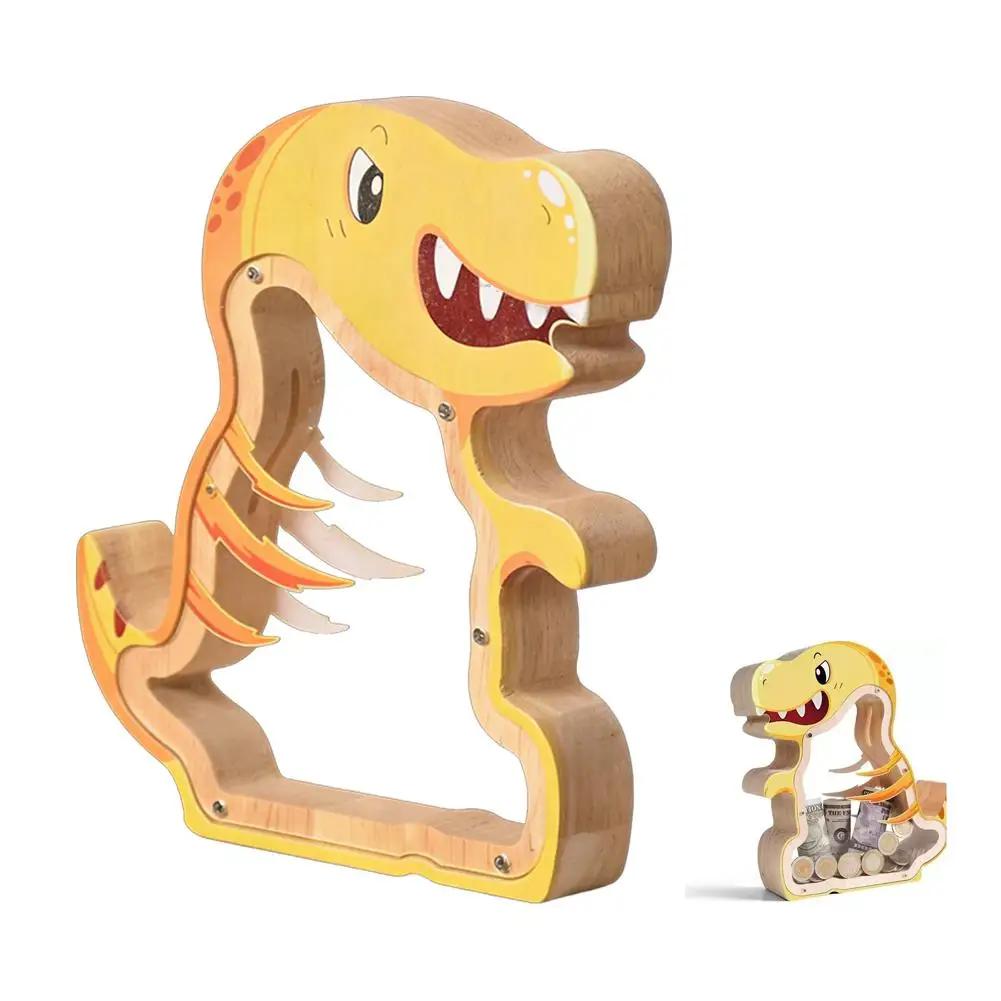 

Wooden Dinosaur Piggy Bank For Kids Educational Toy To Foster Saving Habit, Safe Cash Jar, Gift For Boys Girls Room Decor U7Q7