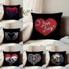 Cool Skull Heart Pillow Case Anti-dustmite Pillowcase Invisible Zipper Silky Short Plush Sofa Cushion Cover