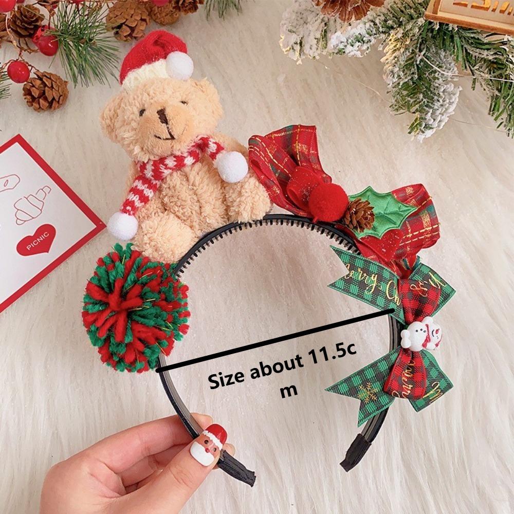 Bear Children Headwear Fluffy Plush Bow Hair Accessories Cute Christmas Headband  Christmas Gifts