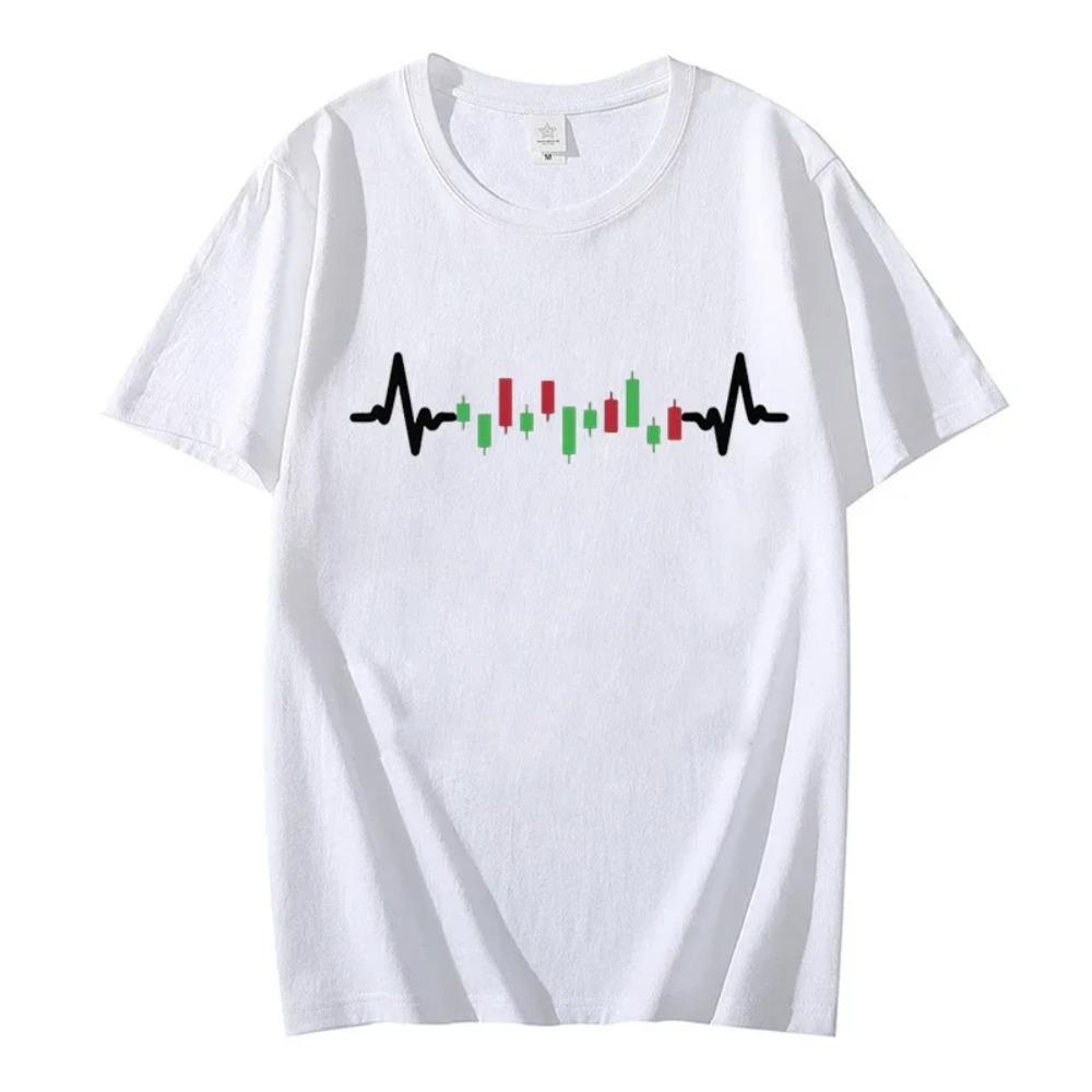 

Футболка для мужчин Одежда Рубашки с коротким рукавом Мужские летние свободные футболки Футболка с принтом Trading Heartbeat Футболки Мужские топы S