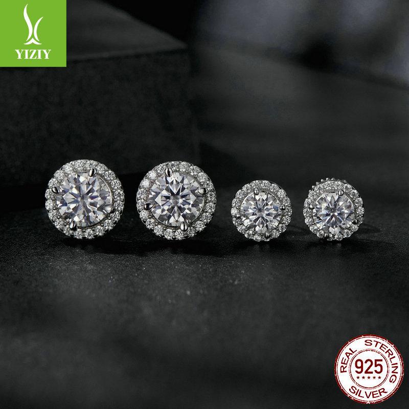 Classic Four-Claw One-Carat Mozzarella Diamond Stud Earrings For Women, Exquisite Sparkling Court Style S925 Sterling Silver Earrings