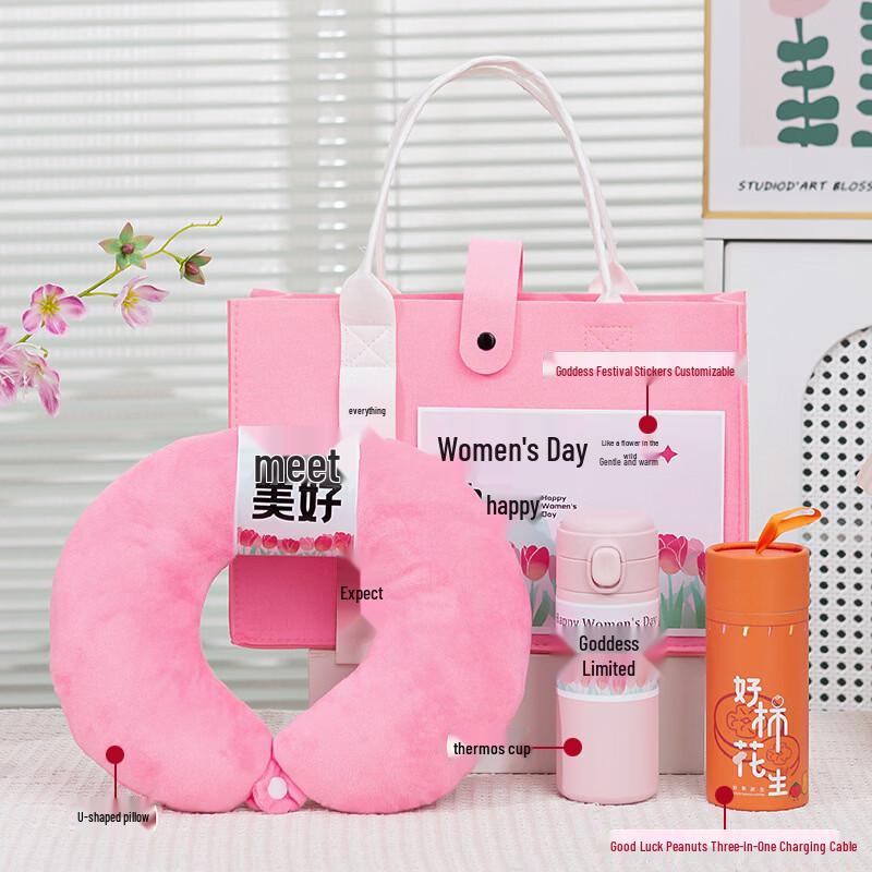 Gift Set with Insulated Tumbler, U-Pillow & Charging Cable