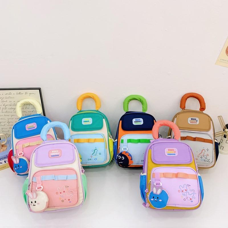 Blocked Backpack Color Kindergarten Backpack Casual Kids Schoolbag Lightweight