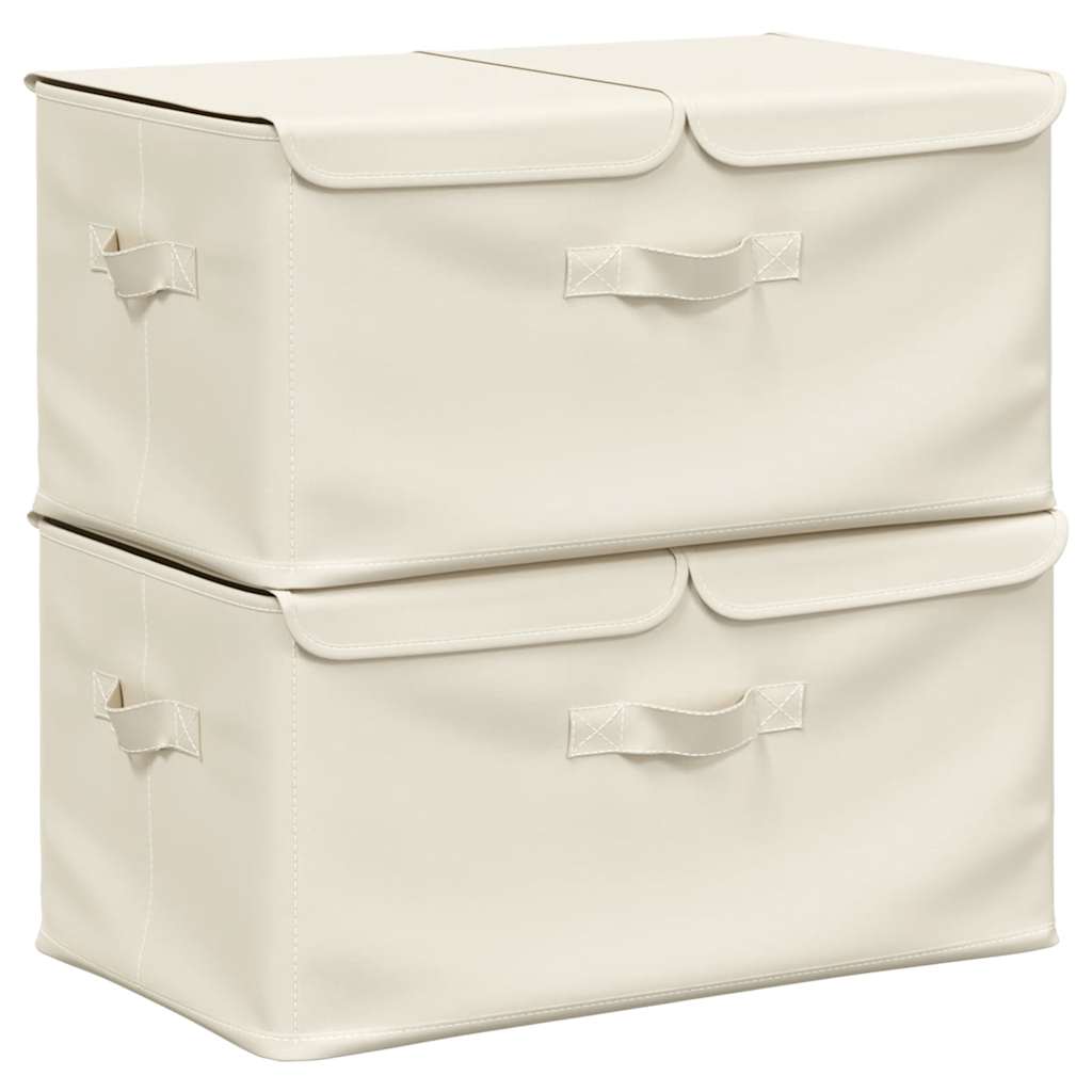 Aufbewahrungsboxen 2 Stück Stoff 50 x 30 x 25 cm Creme