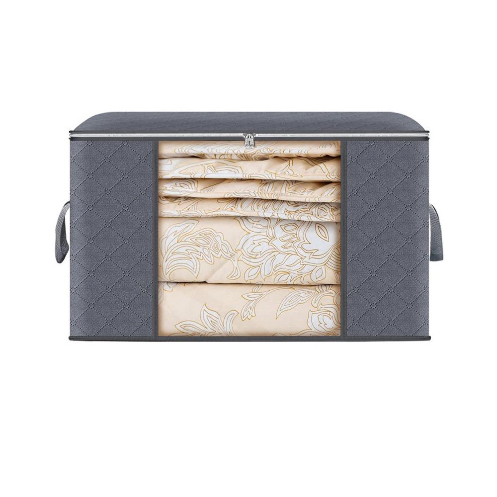 Non-woven Large Storage Boxes Oversized Clothing Organizer Foldable Storage Bag  Bedroom Closet 50cm Grey