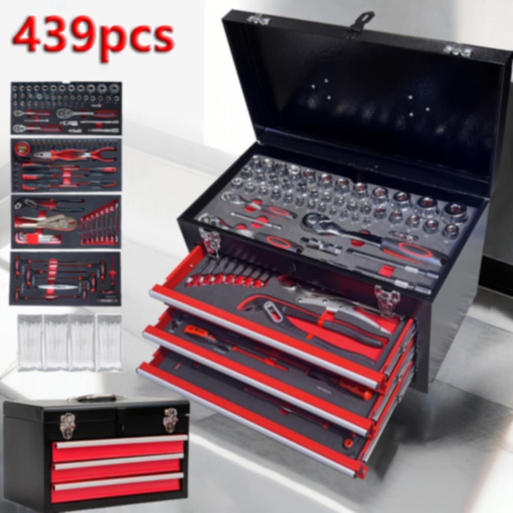 53-Piece 1/4" Small Ratchet Wrench & Socket Tool Set for Auto/Machine Repair