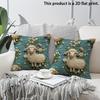 2 pièces Housses de coussin décoratives 'Cozy Farmhouse Sheep Floral' Impression plate 2D pour Canapé Chambre Salon