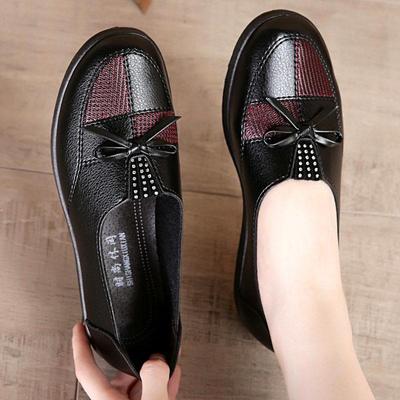 Frauen Leder Wohnungen Weibliche Wohnungen Frühling Schuhe 2023 Klassische Frauen Müßiggänger Casual Leder Schuhe