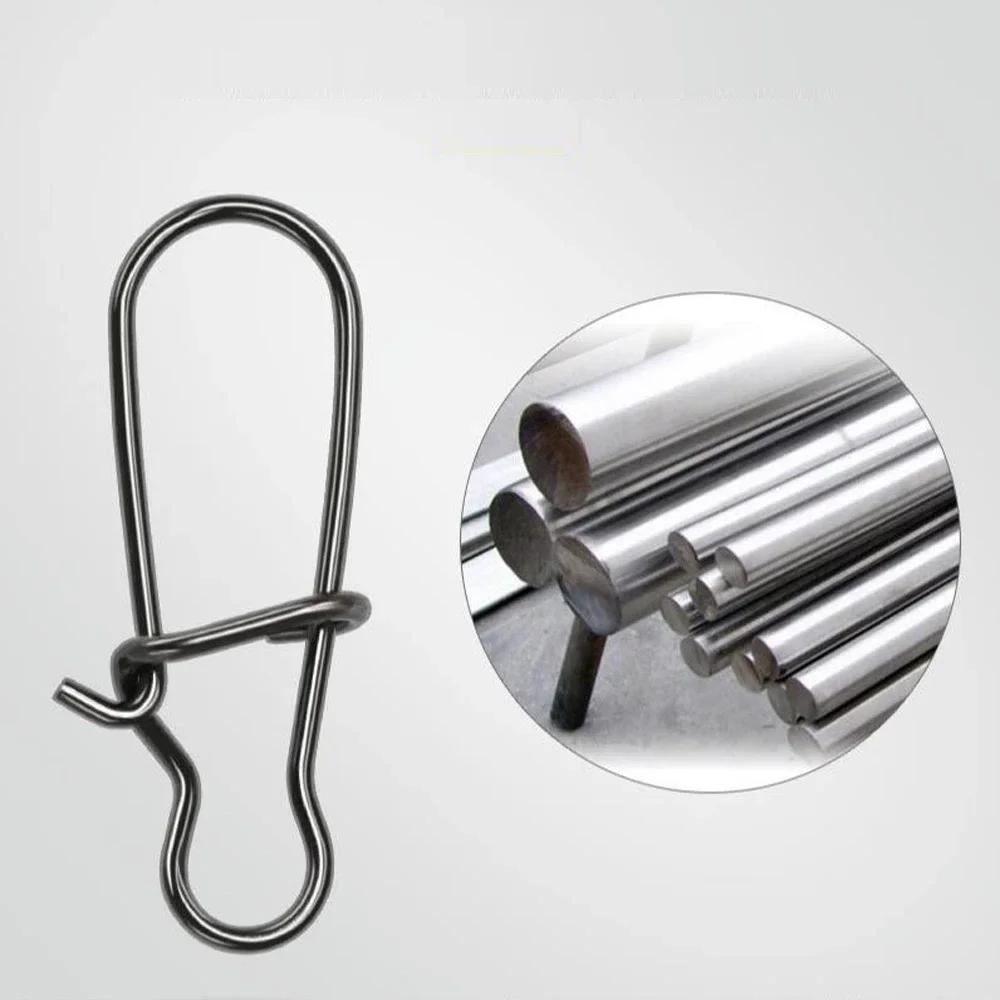 DNDYUJU 50 Stück Edelstahl Angelverbinder Schnellverschluss Verriegelung Wirbel mit Snap Solide Ringe Sicherheits-Snaps Angelhaken Werkzeug Snap