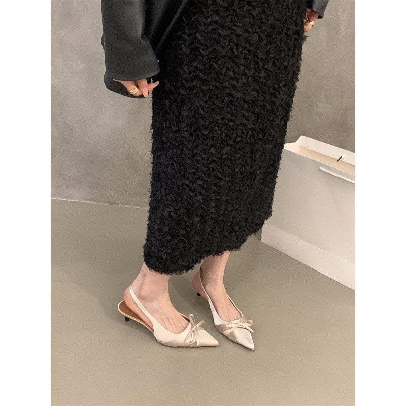 High heels sandals women's shoes 2025 summer temperament socialite black spring pointed single shoes