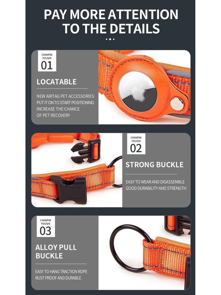 24h Delivery Pet Collar with Apple AirTag for Dog Tracking and Anti-Lost Protection
