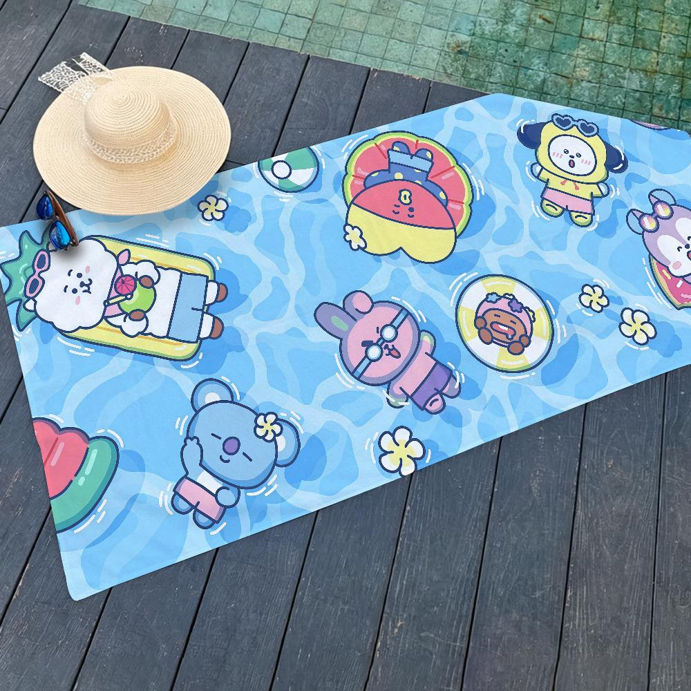 Cartoon cute B-BT 21 Towel Drying Bath Towel Applicable To Light Swimming Camping Yoga Beach Out