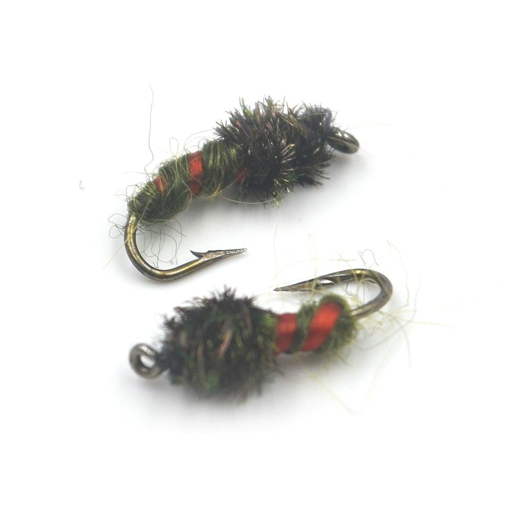 MNFT 10PCS 12# Peacock Nymph Midge Larvae Pupae Fly Trout Fishing Fly Fishing Fake Lure