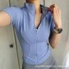 Casual Fitted Cropped T-shirt Jacket Women’s Short-sleeved Fitness Top Quick-drying Breathable Slimming Figure-hugging Cycling Jersey