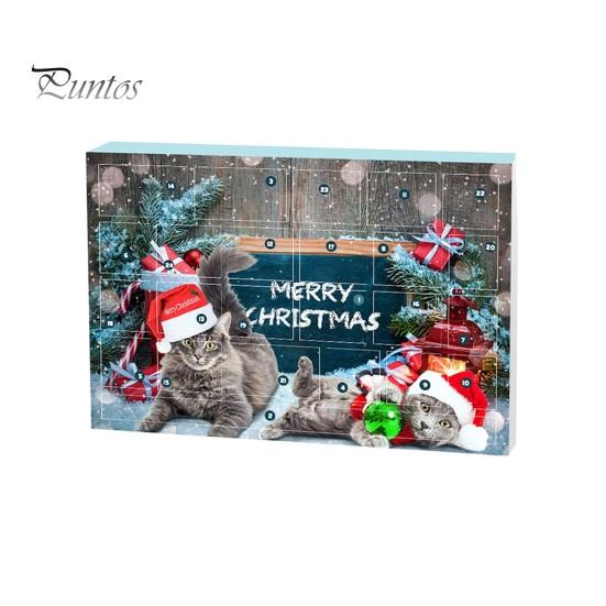 Calendario de Adviento de Navidad 2024 Yangshaomei 24 piezas bolas de plumas cascabeles juguetes para gatos