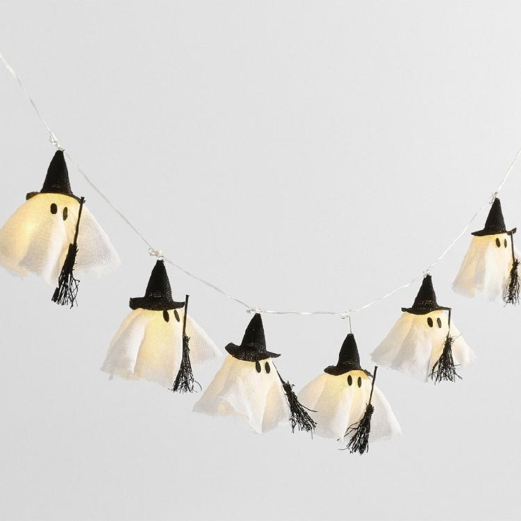 Photo Scene Halloween String Lights with Fabric Figures and Warm Light, Flexible Home Display Lighting for Party Styling, Shop Use, and Indoor