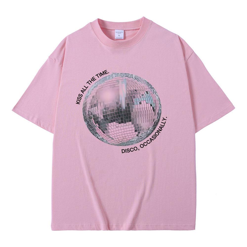 Kiss All The Time Disco Occasionally Graphic Tshirts Men Women Hip Hop Fashion Trend T Shirts Unisex Y2k Oversized Streetwear