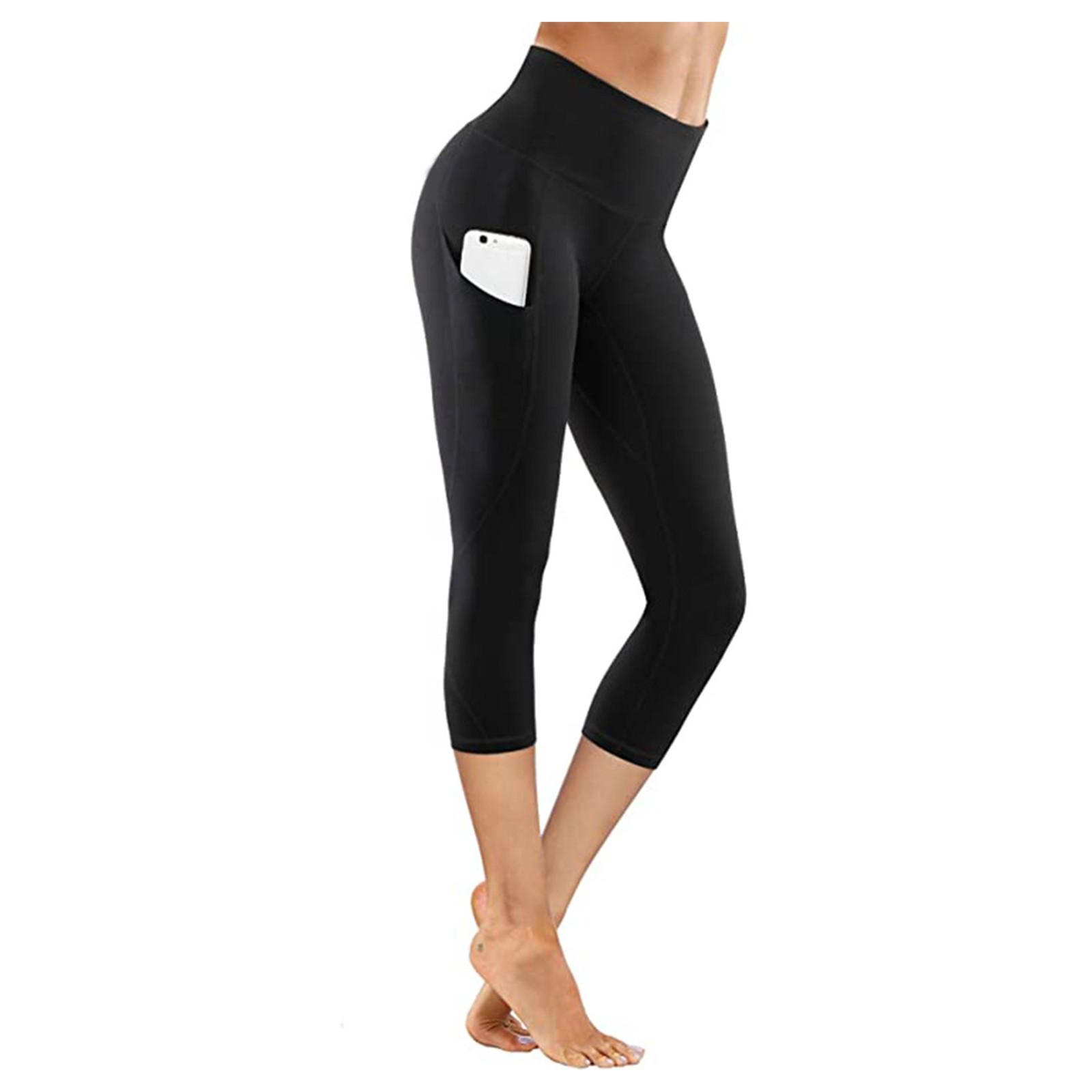 

Женские леггинсы для йоги и фитнеса, боковые карманы с высокой талией, женские узкие брюки для занятий спортом на открытом воздухе L чёрный