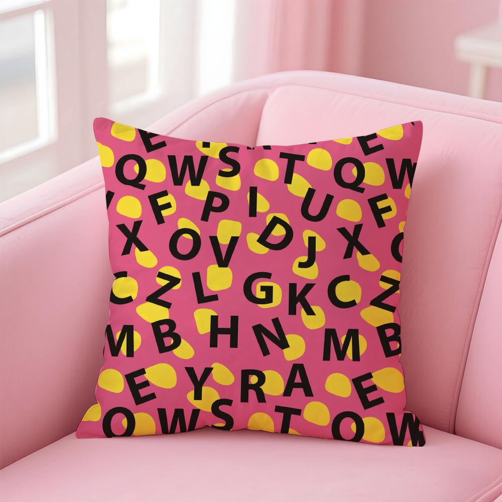 

Simple English letters Cushion Cover Premium Comfort Reversible Pillow Cove -Two in One Design for Any Room & Car Interior 30cmx30cm