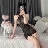 New sexy stockings open crotch free mesh coat perspective hollow dress large size uniform temptation hollow buttocks women